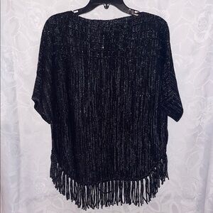 New Direction Black Metallic Fringe Knit Women's Sweater